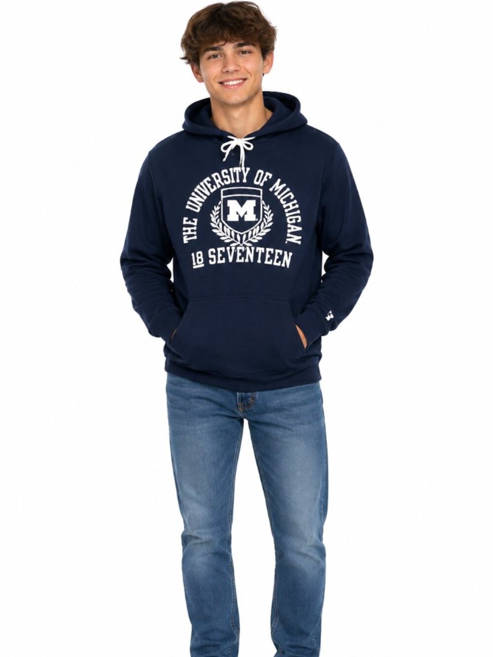 Michigan Wolverines Youth Hoodie Size Medium 8 /10 Sweatshirt 1817 Logo Russell